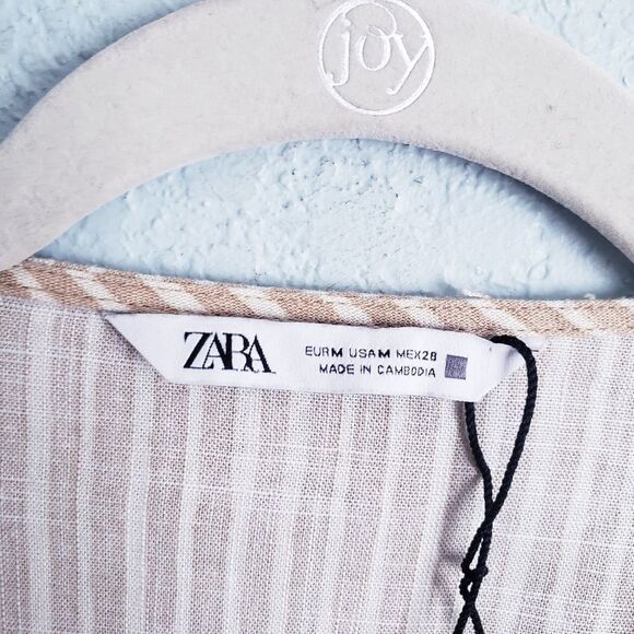 Zara Linen Blend Striped Front Knot Top - Picture 4 of 6